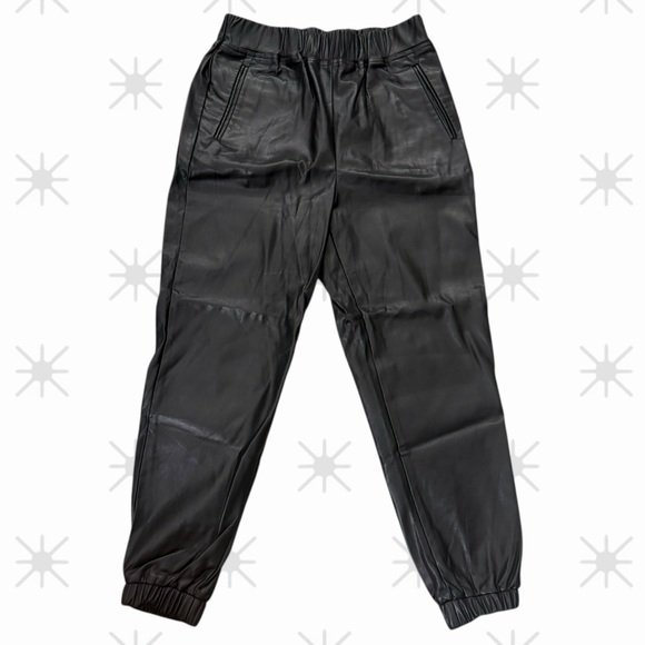 Black Faux Leather Jogger Pants NWT - Picture 3 of 6